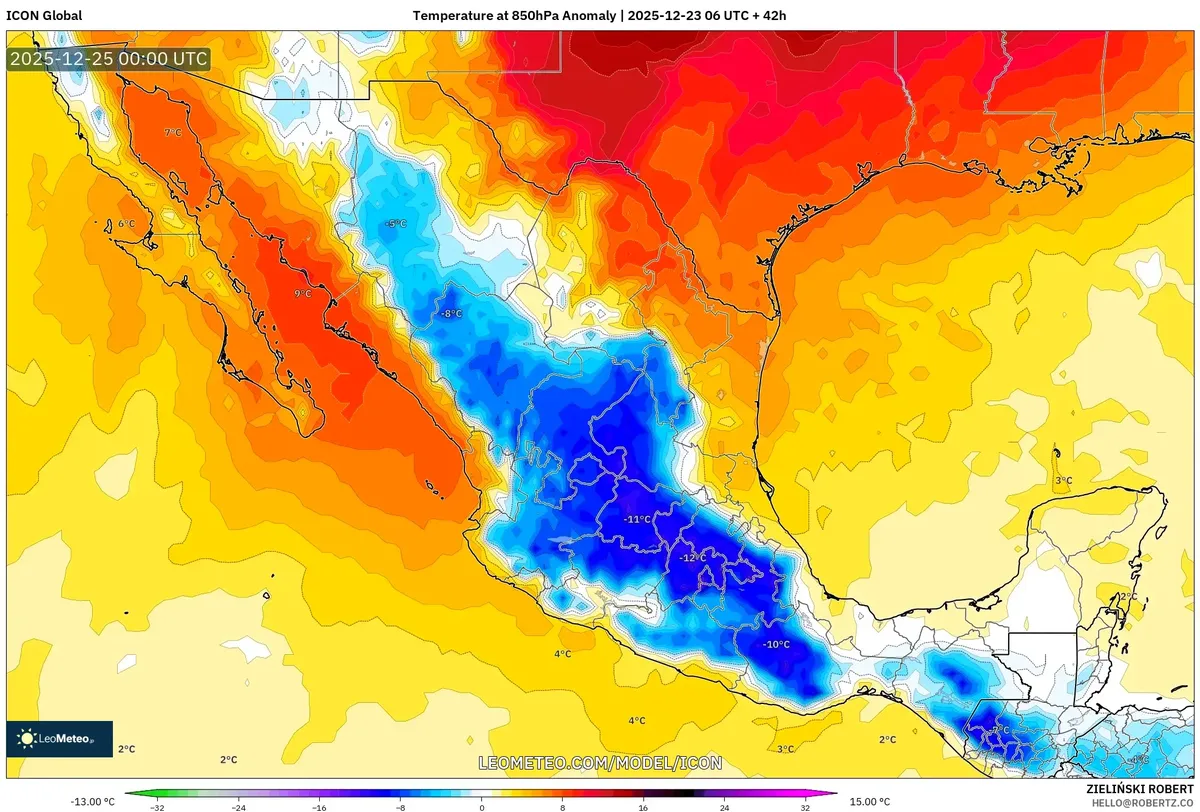 2025-12-24 Pronóstico del clima de la víspera de Navidad en México: Temperaturas cálidas y cielos secos