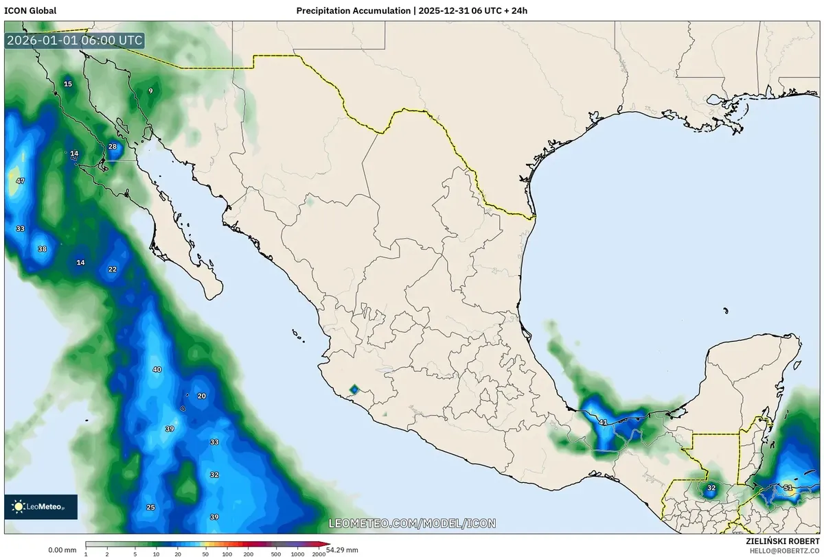 Precipitaciones en aumento en Tijuana el 1 de enero de 2026