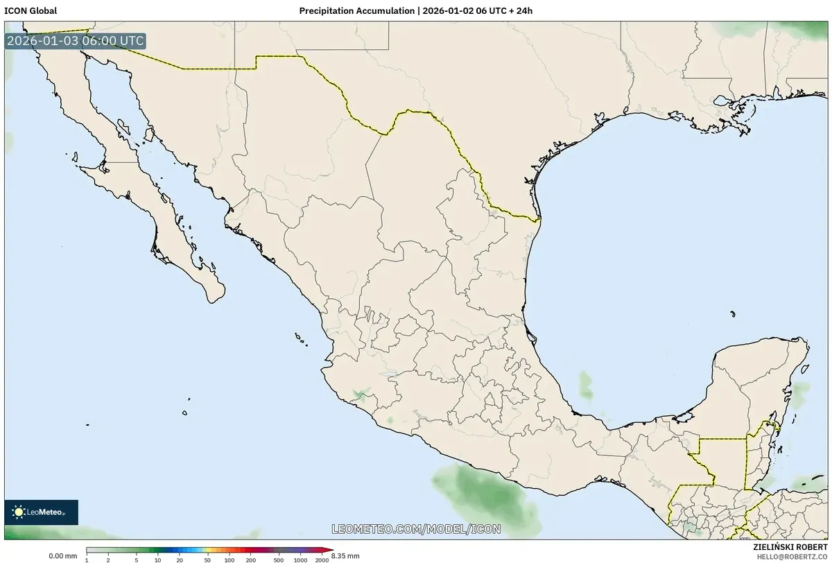 Precipitaciones en Baja California el 3 de enero de 2026