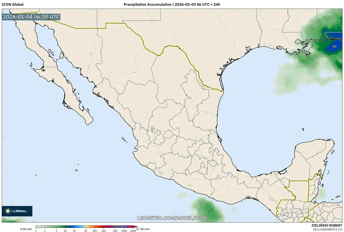 Precipitaciones en el sureste de México el 4 de enero de 2026