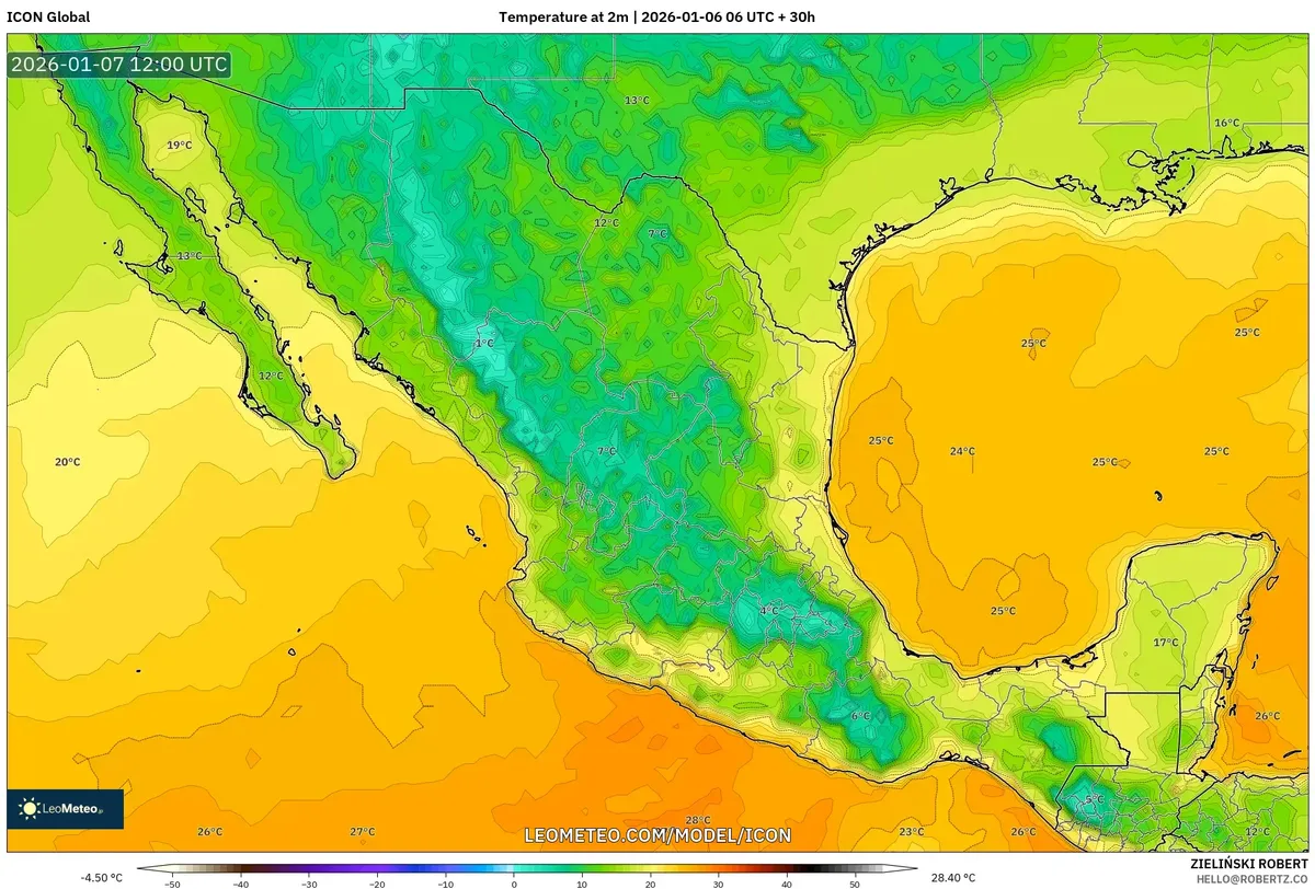 Bajas Temperaturas en la Madrugada del 7 de Enero de 2026