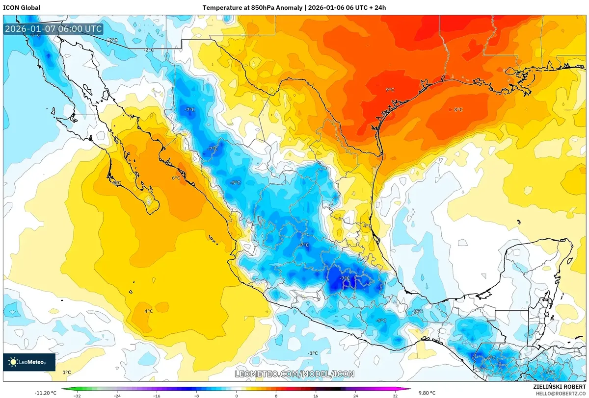 Anomalía Extrema de Temperatura en el Norte de México el 7 de Enero de 2026