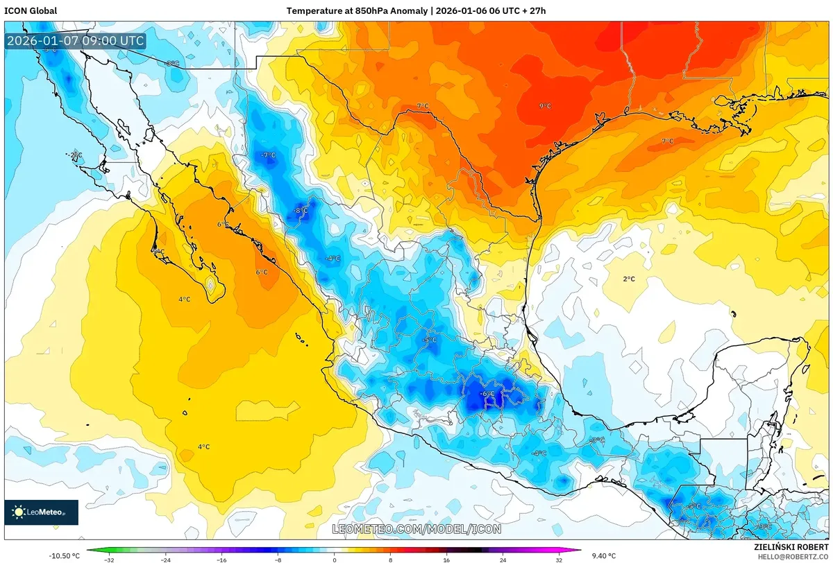 Anomalía de Temperatura en el Centro de México el 7 de Enero de 2026
