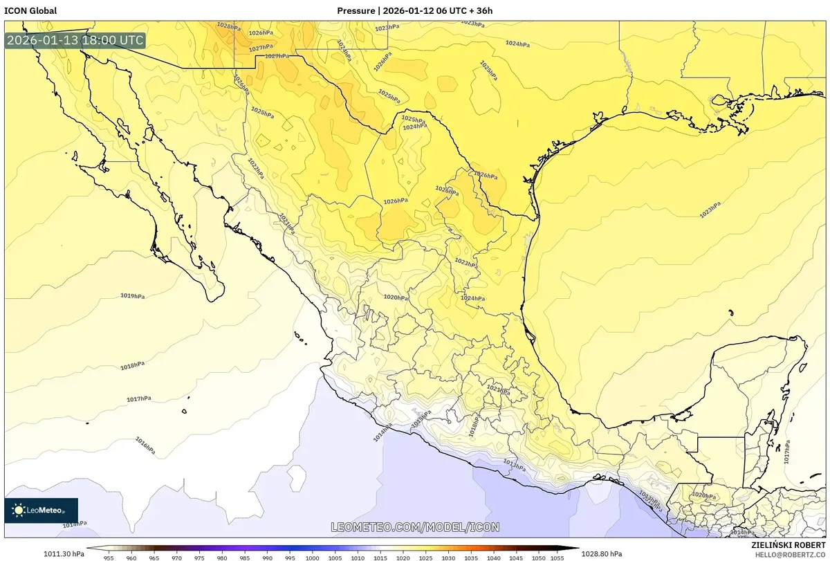 Alta presión sobre el centro de México 13 de enero de 2026