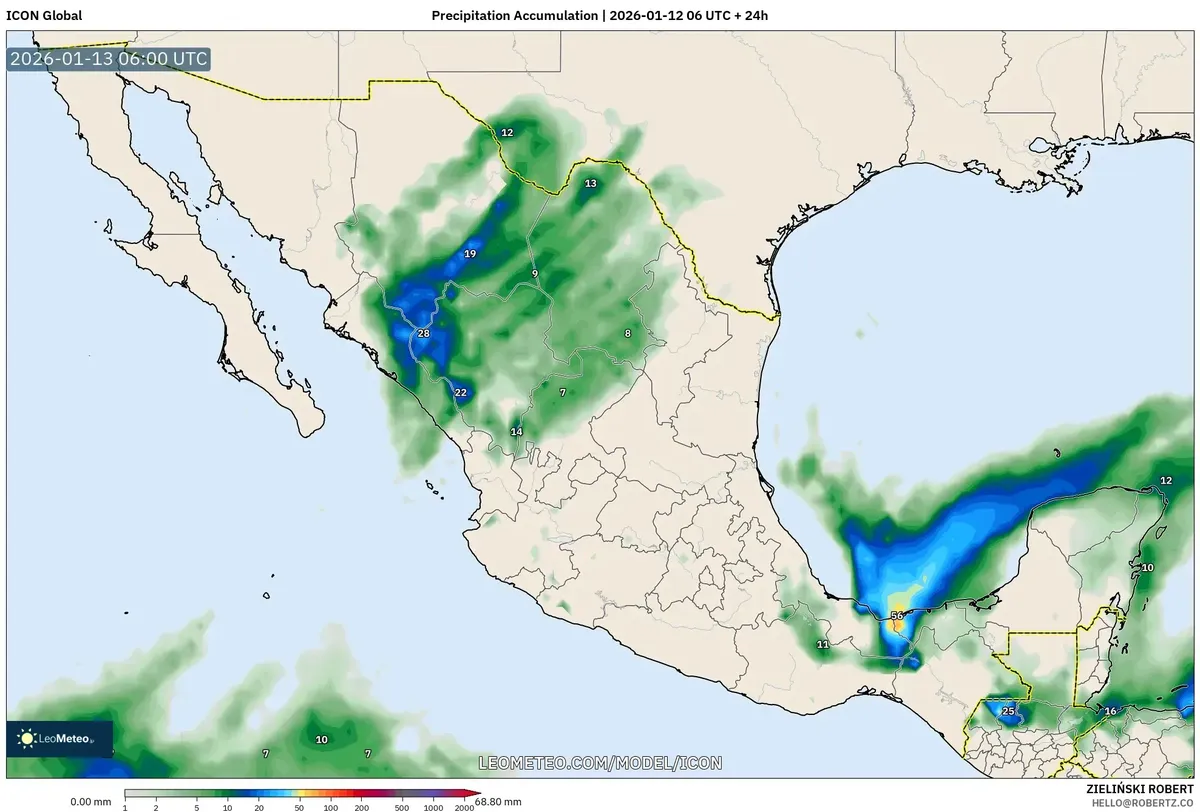 Lluvias intensas en Yucatán 13 de enero de 2026
