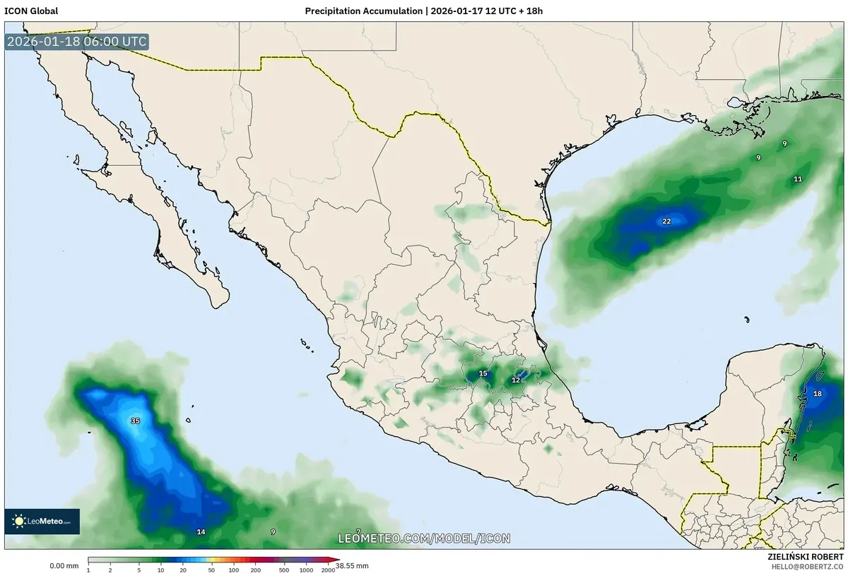 Acumulado de Precipitación – 18 de Enero de 2026