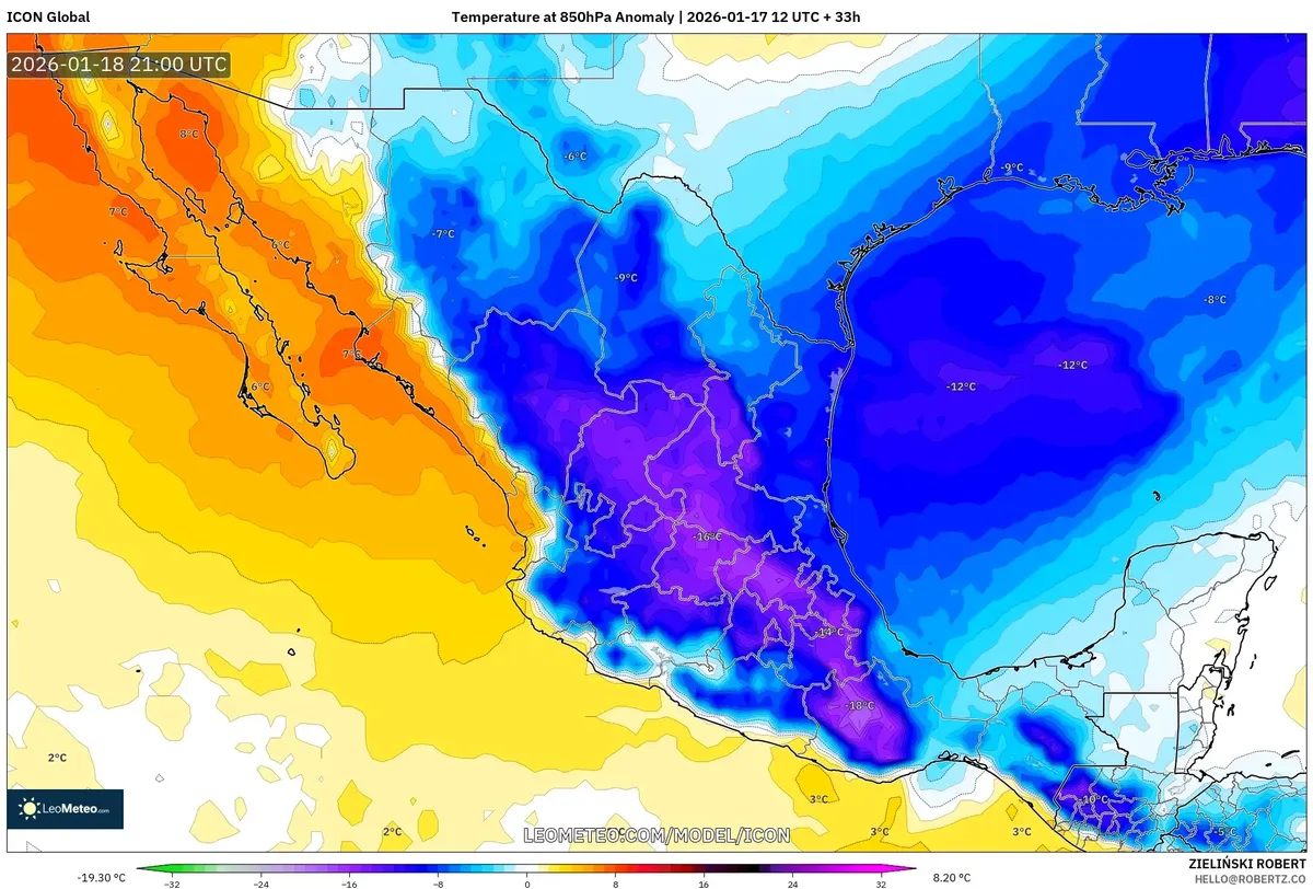 Pico de Anomalía de Temperatura – 18 de Enero de 2026