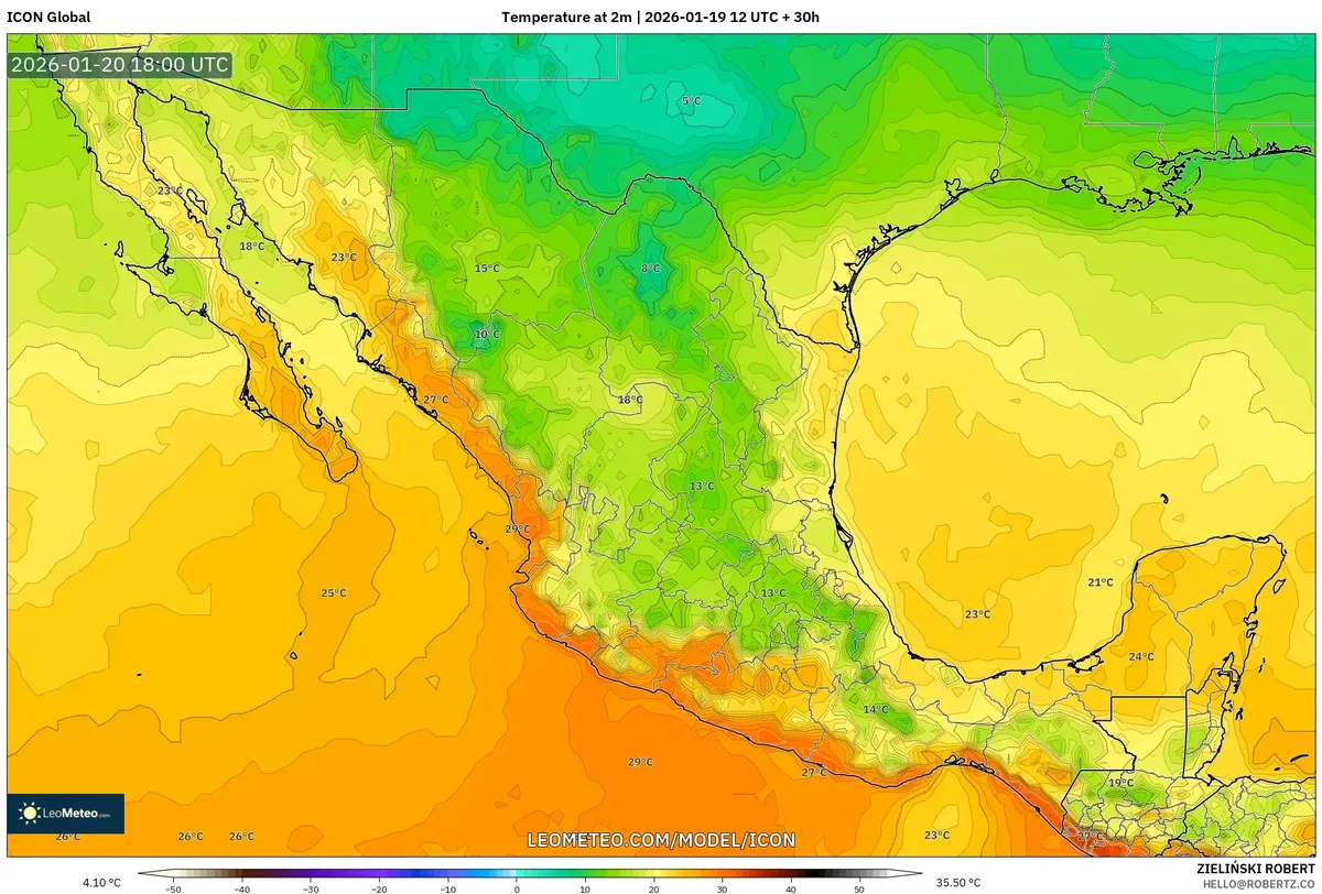 Temperatura Máxima en Guadalajara – 20 de enero de 2026