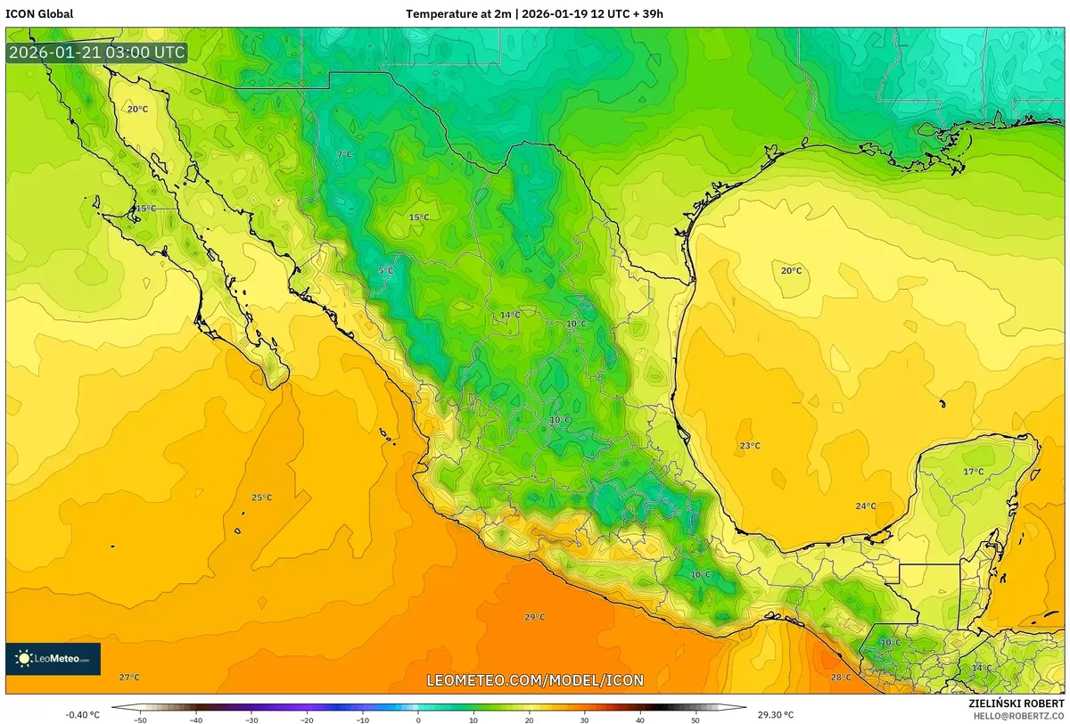 Anomalía de Temperatura en el Norte de México – 20 de enero de 2026