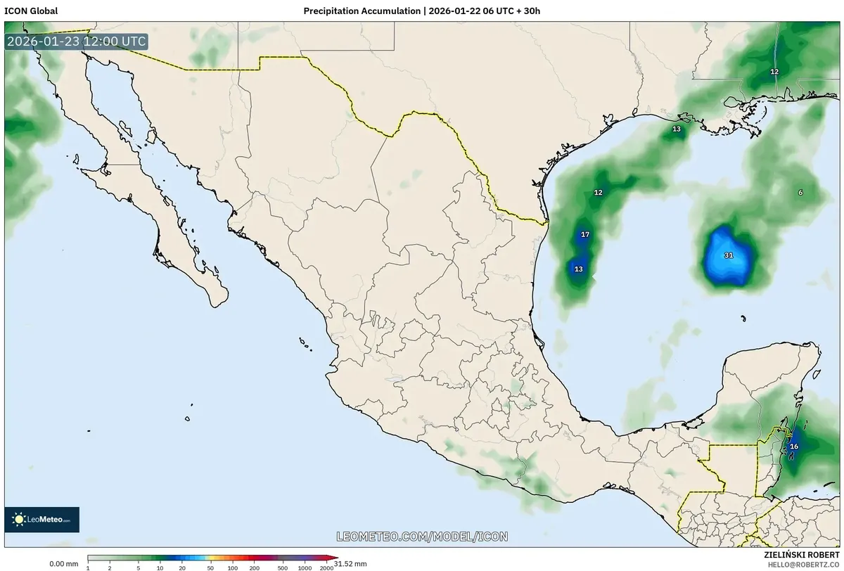 Acumulación Mínima de Precipitación 23 de enero de 2026