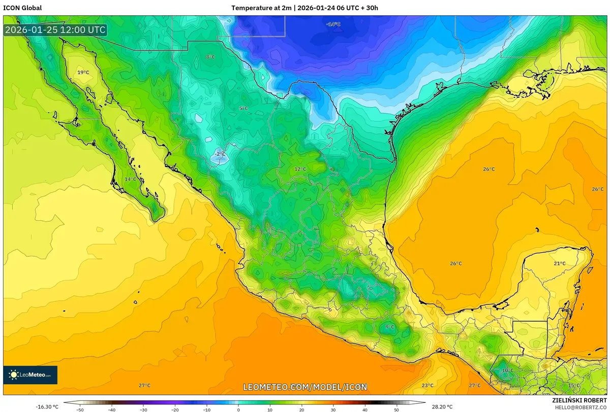 Temperaturas frescas matutinas en ciudades del norte, 25 de enero de 2026