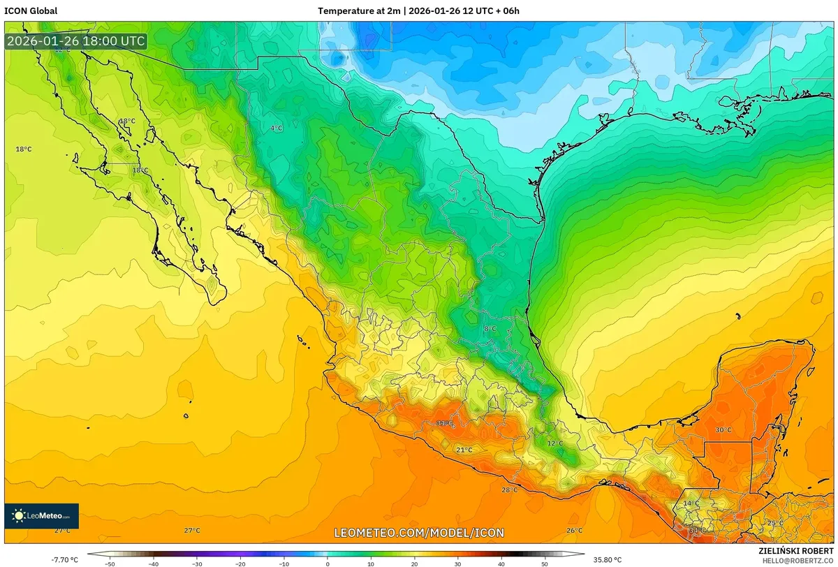 Temperatura máxima en Guadalajara el 26 de enero de 2026
