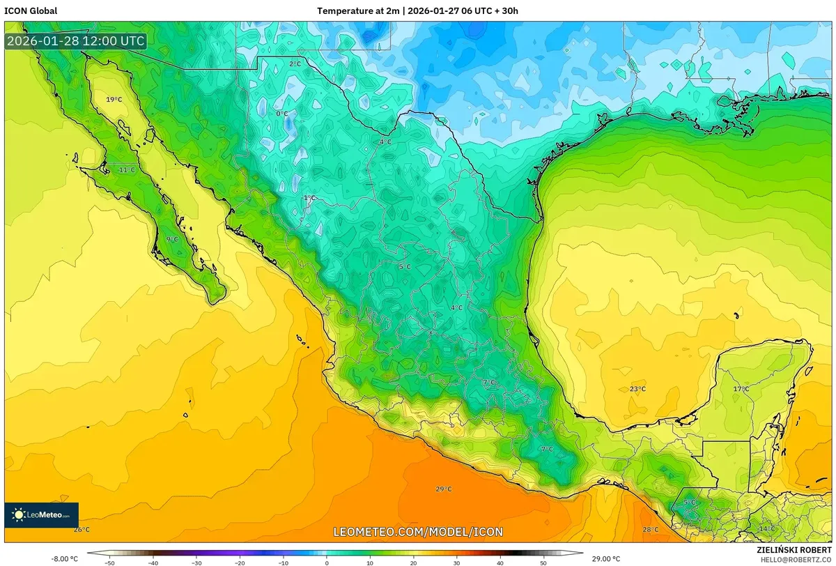 Temperatura matutina en Puebla el 28 de enero de 2026