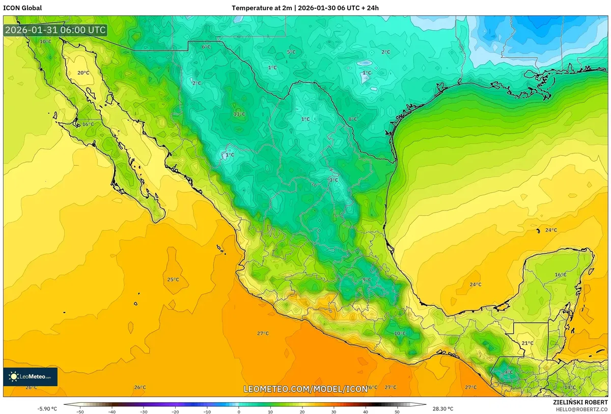 Temperatura máxima en Guadalajara el 31 de enero de 2026