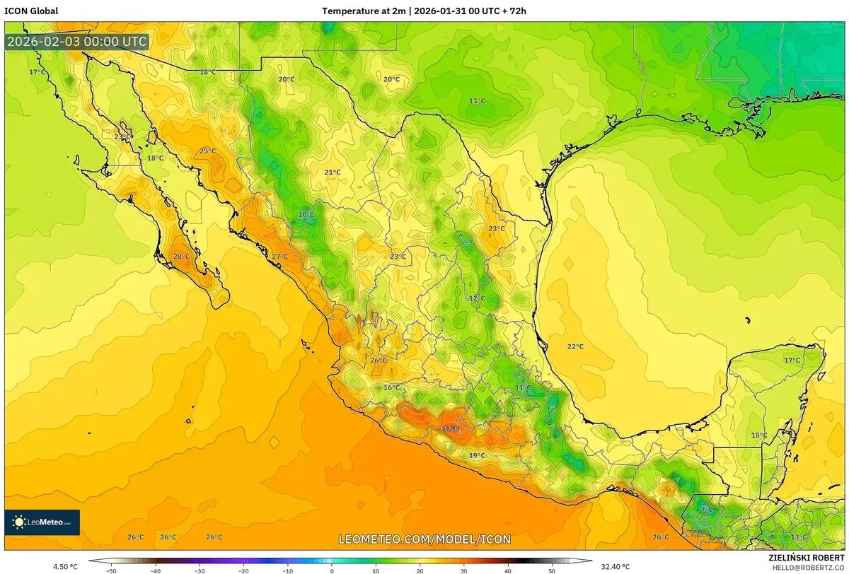 Temperatura máxima en Guadalajara el 2 de febrero de 2026