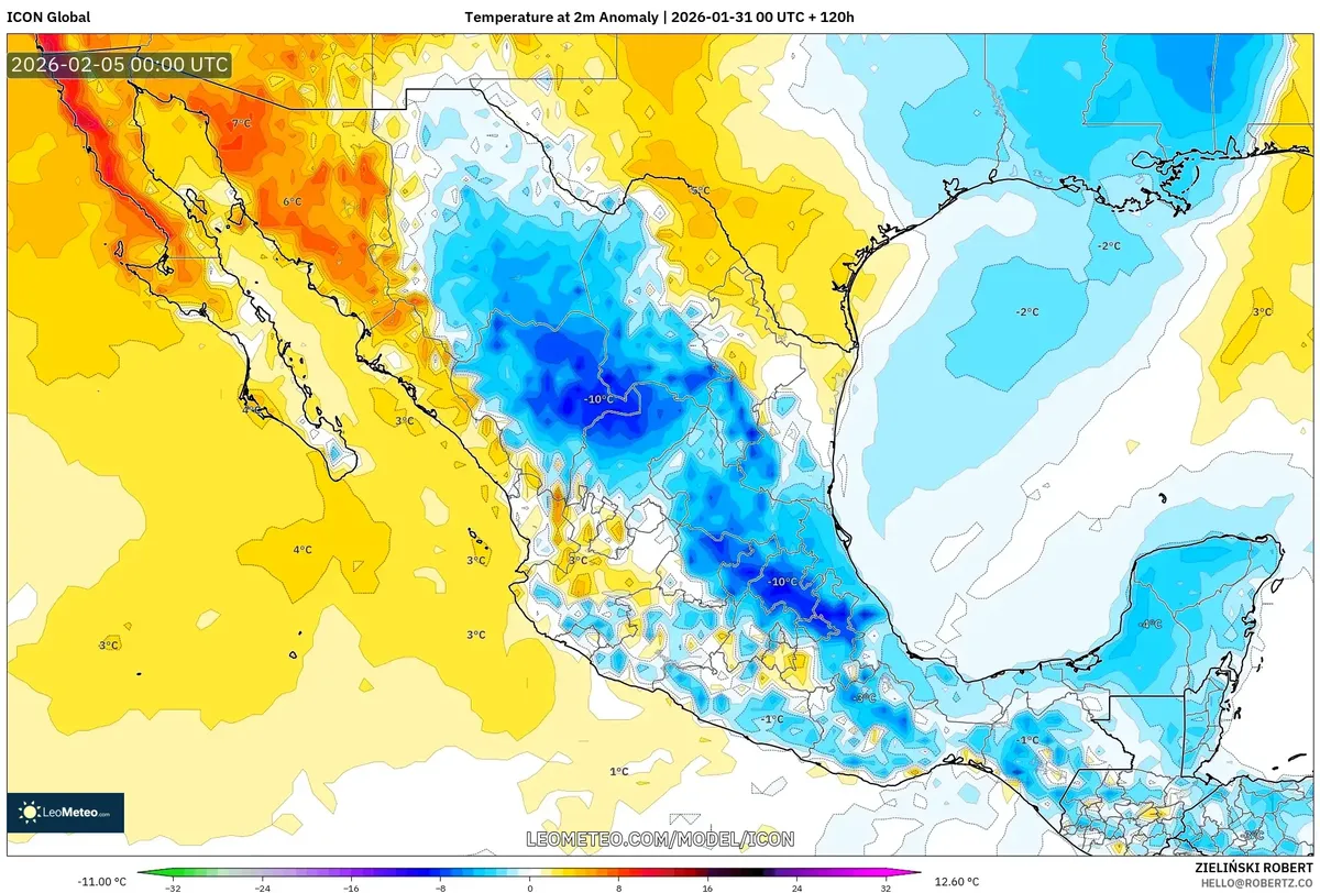 Pico de anomalía de temperatura el 4 de febrero de 2026