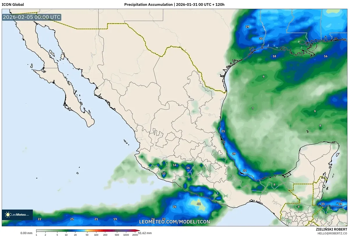 Baja acumulación de precipitación el 4 de febrero de 2026