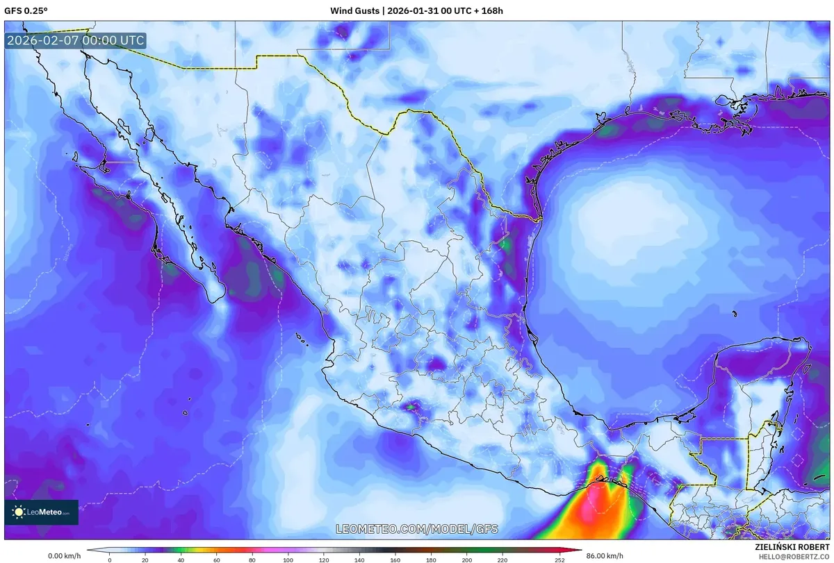 Rachas de viento en el norte de México el 6 de febrero de 2026