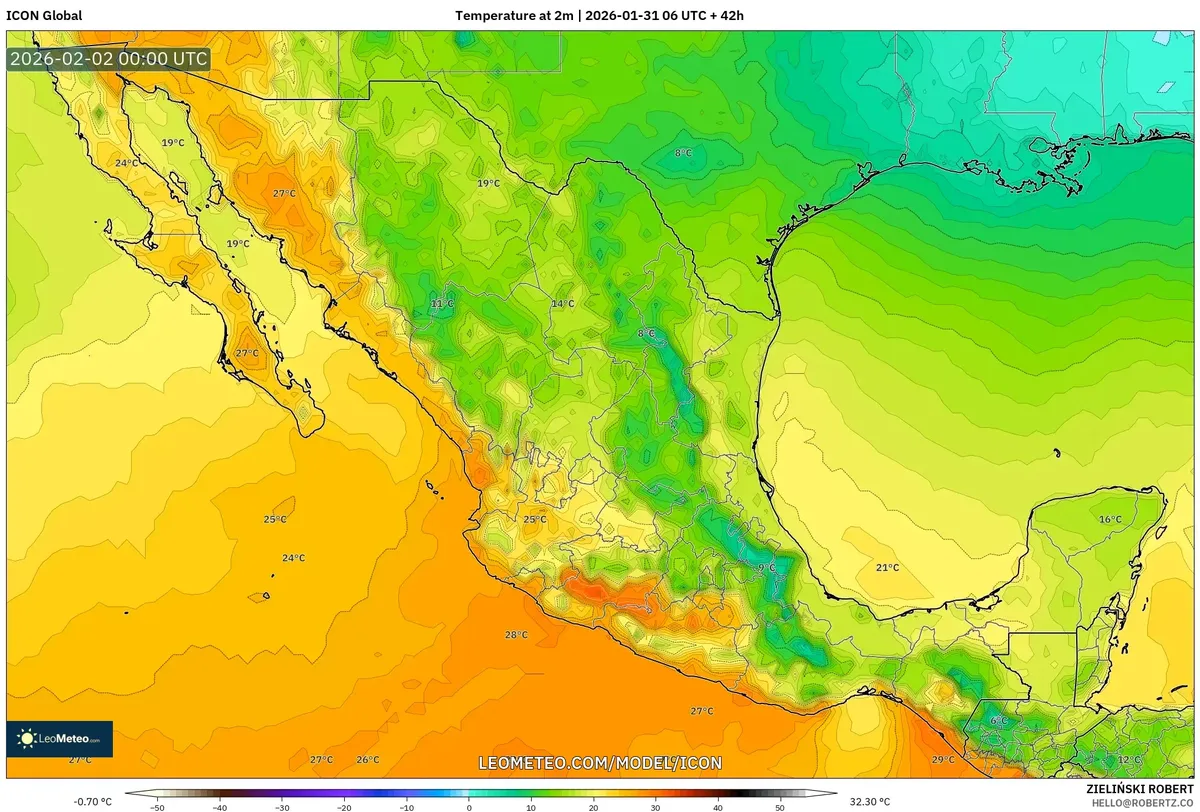 Temperatura Máxima en Guadalajara el 1 de febrero de 2026