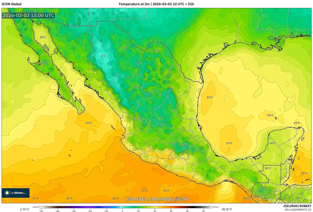 Ascenso matutino de temperatura 3 de febrero de 2026