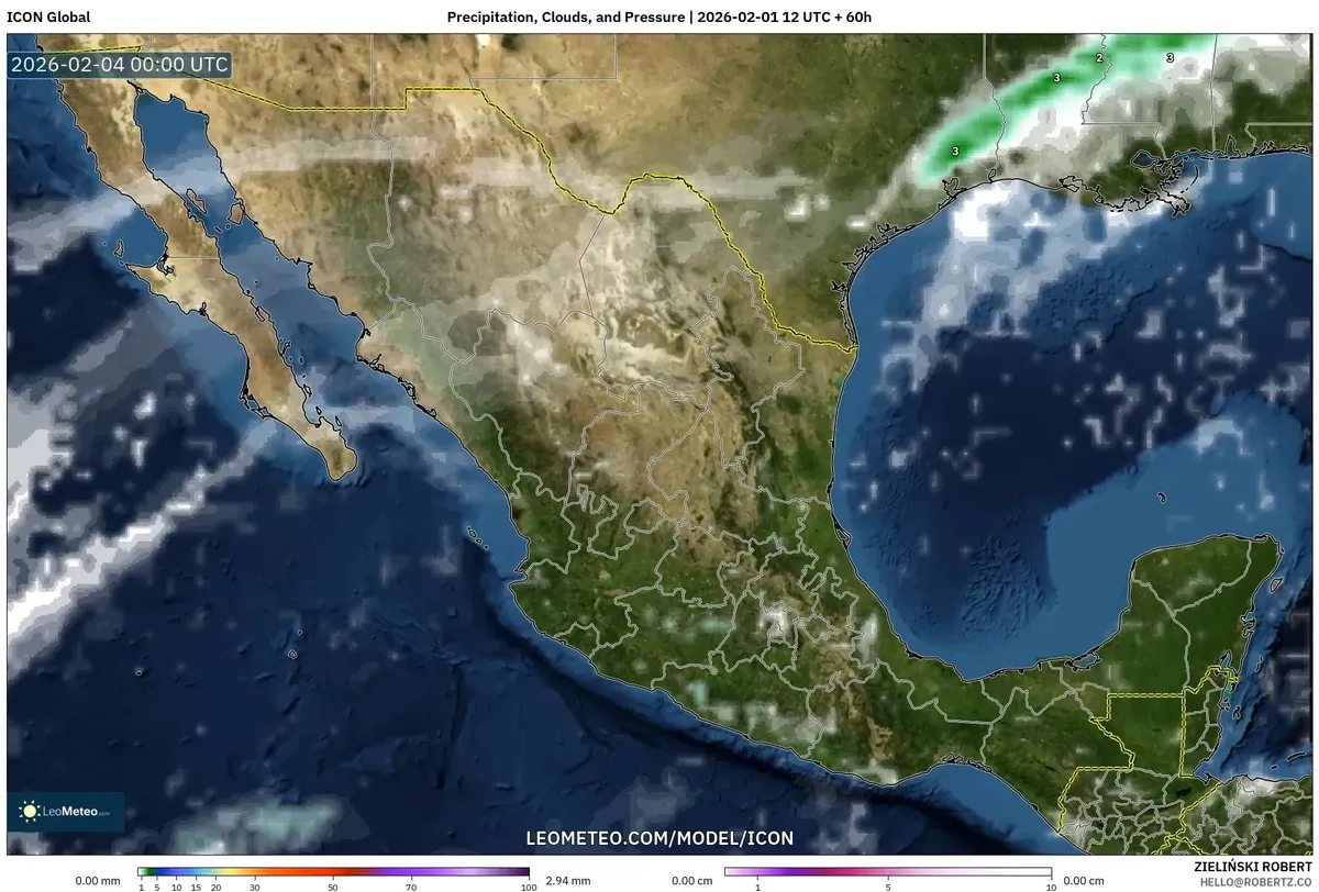 Nubosidad y precipitación vespertina 3 de febrero de 2026