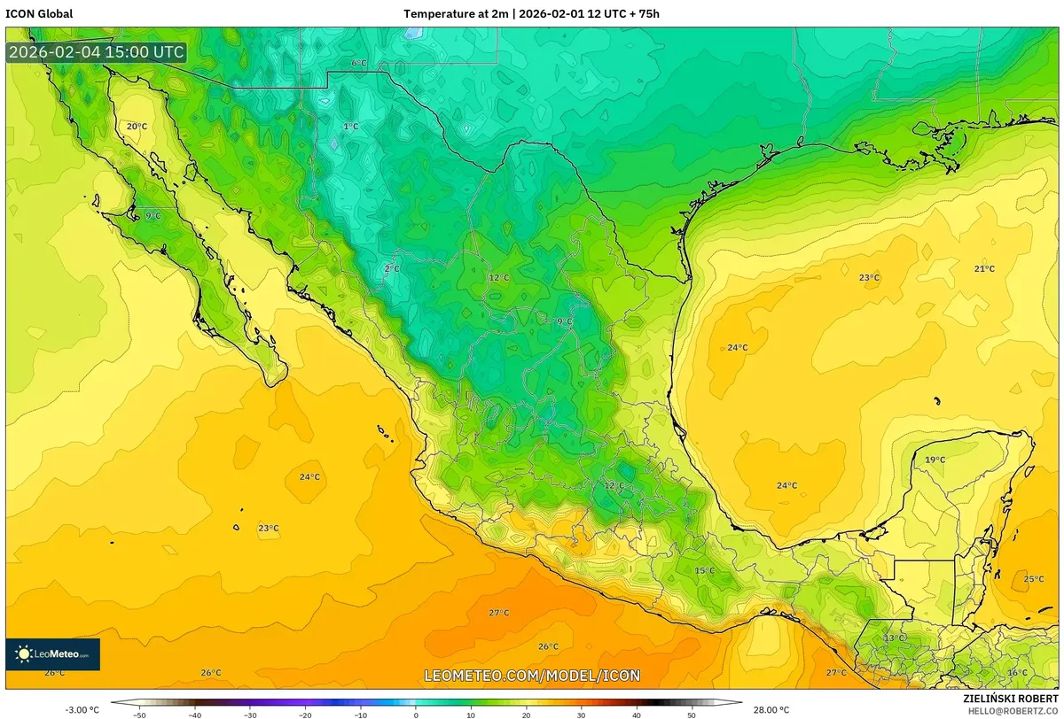 Ascenso matutino de temperatura en el centro de México 4 de febrero de 2026