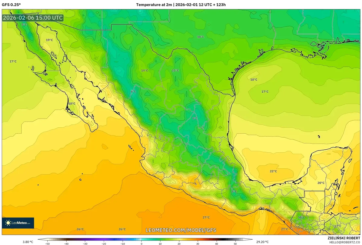 Temperaturas matutinas en México 6 de febrero de 2026