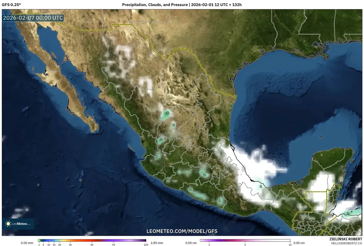 Nubosidad y presión en el sureste 6 de febrero de 2026