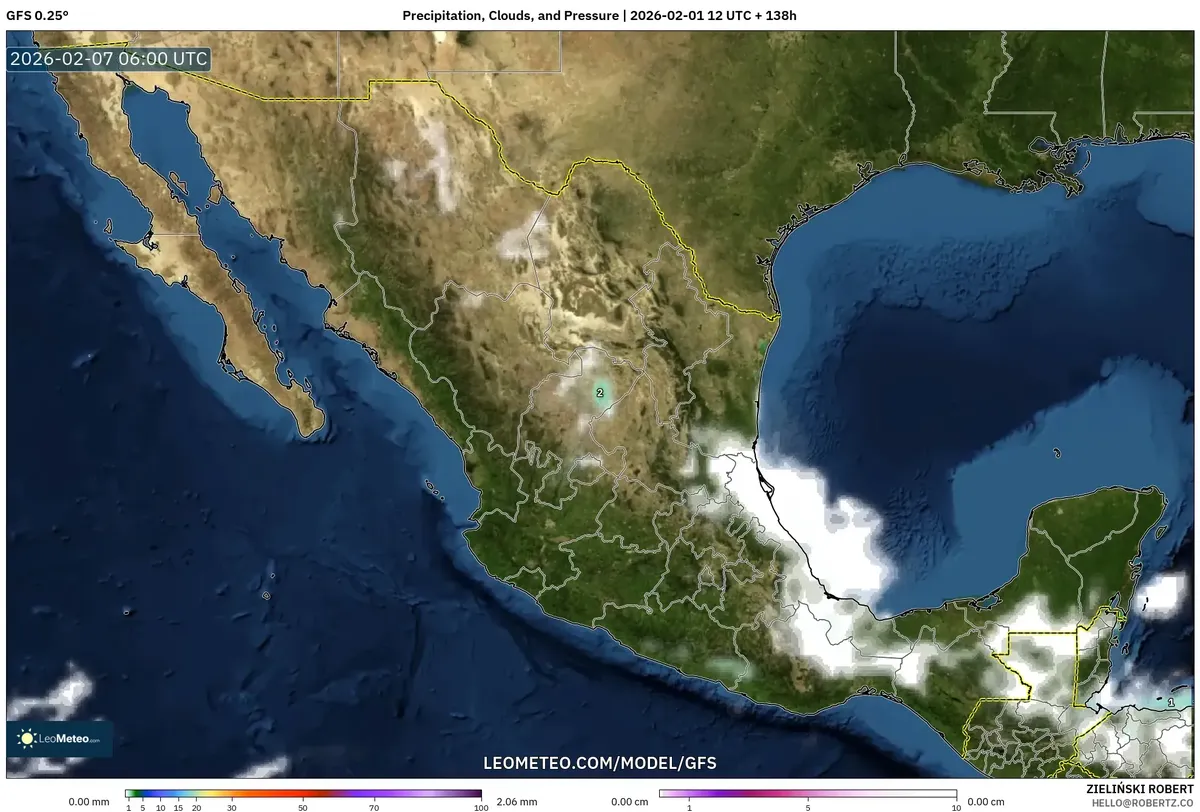 Pronóstico de precipitación ligera en México 7 de febrero de 2026