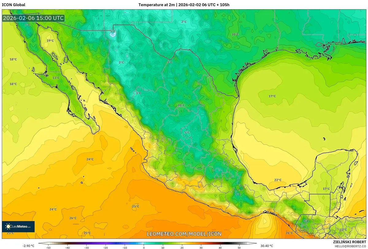Calentamiento matutino en el centro de México, 6 de febrero de 2026