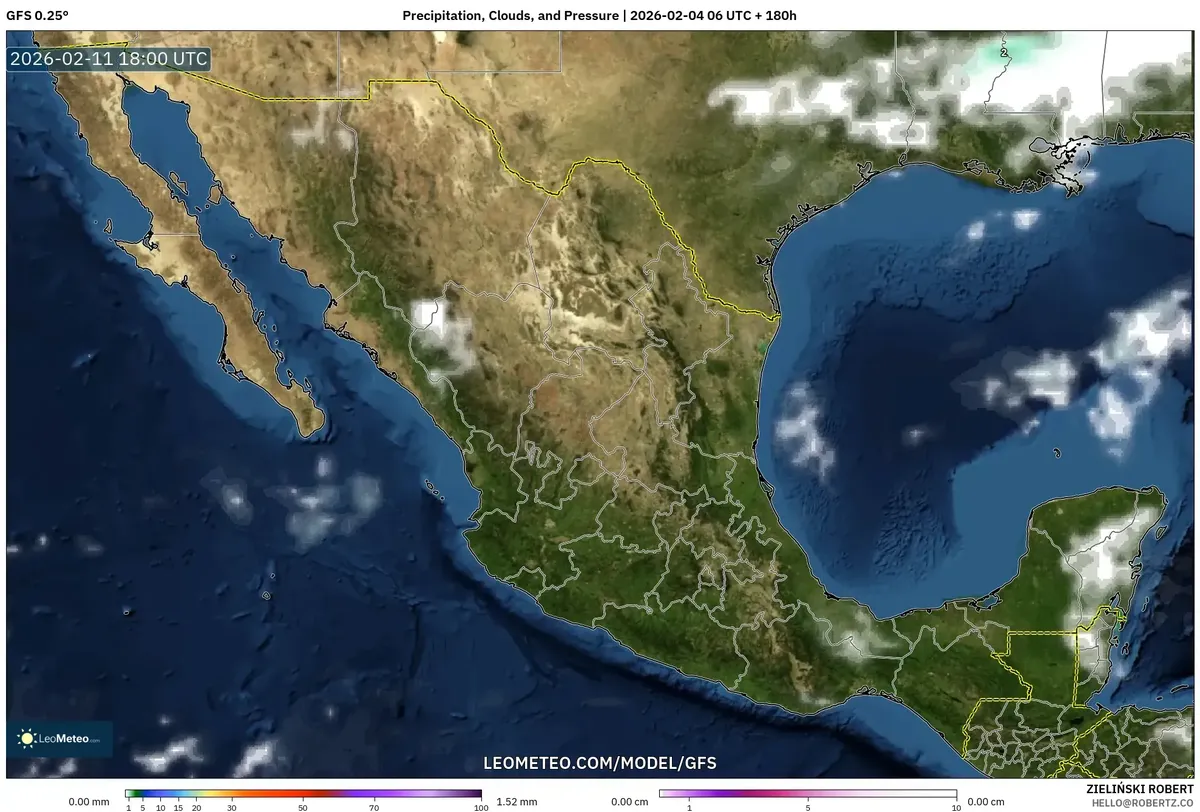 Chubascos en el noroeste de México el 11 de febrero de 2026