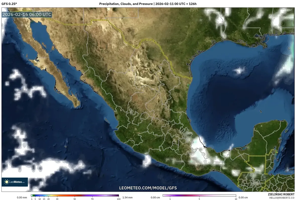 Chubascos matutinos en Baja California el 16 de febrero de 2026