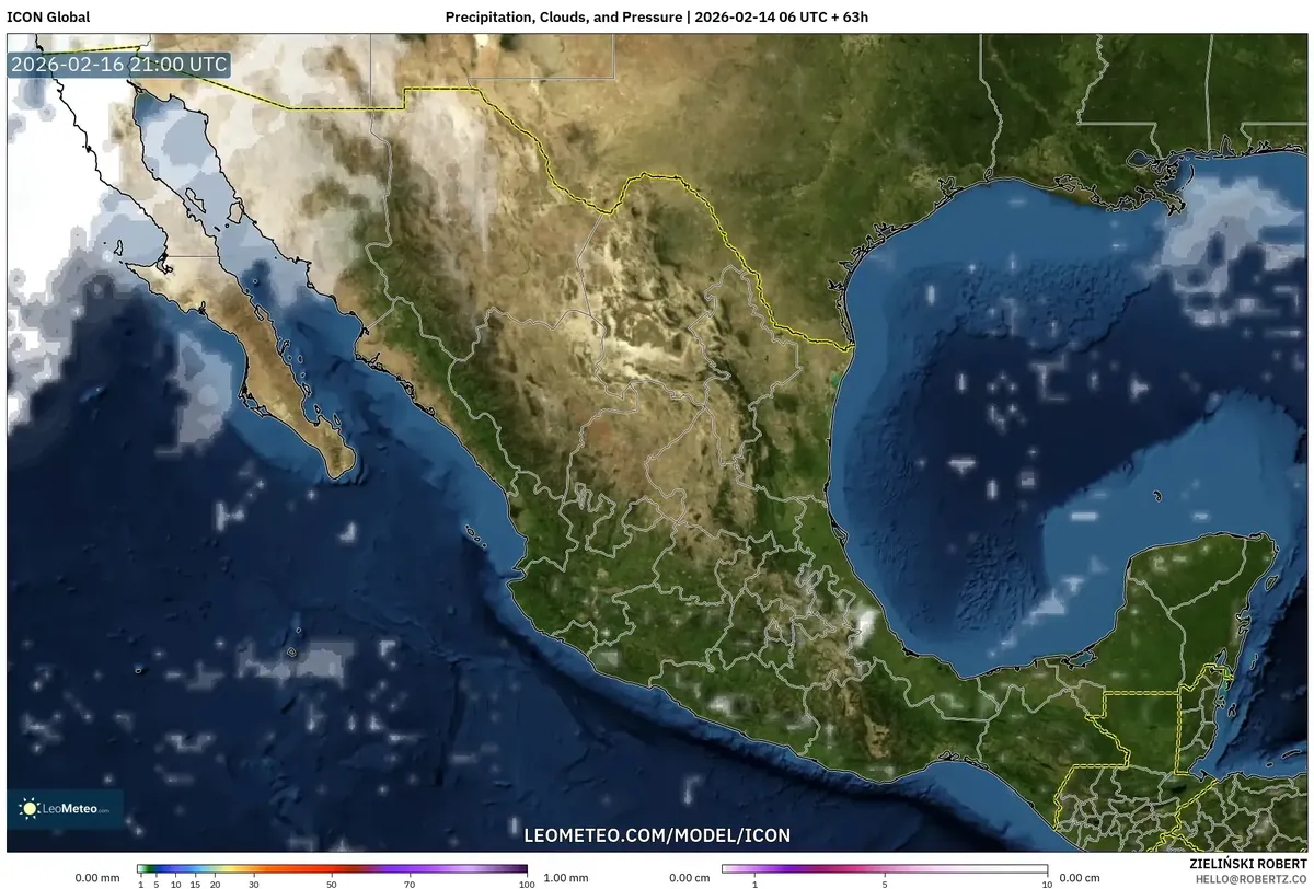 Lluvias intensas en Tijuana, 16 de febrero de 2026 (ICON)