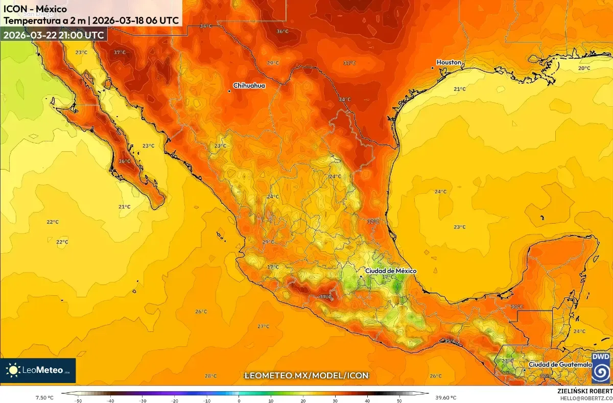 Calor vespertino generalizado en México el 22 de marzo de 2026 (ICON)