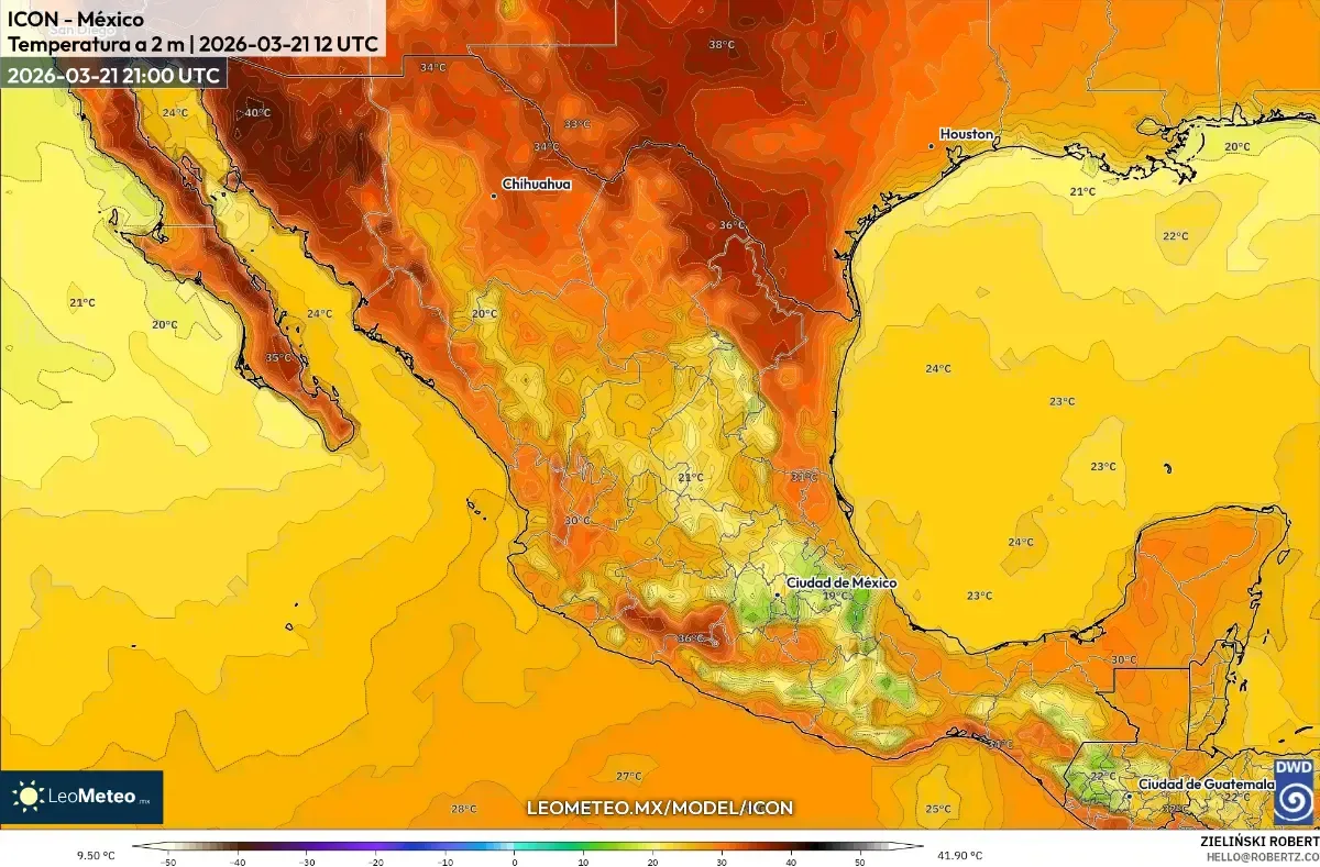 Máximos de calor vespertino en México el 24 de marzo de 2026