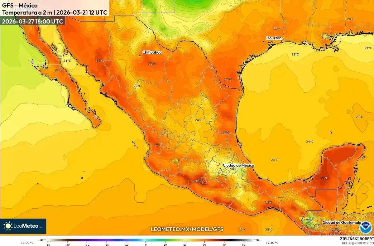 Pico de calor en el centro de México el 27 de marzo de 2026