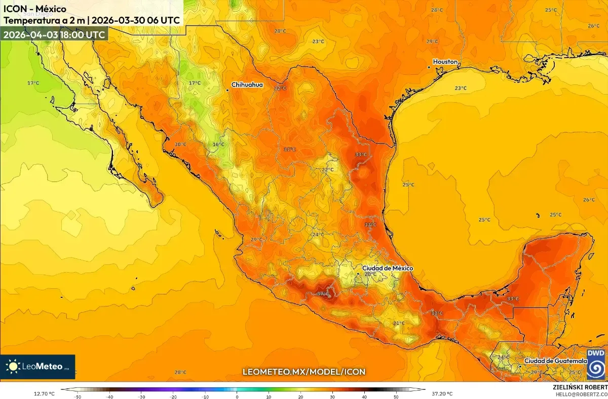 Temperaturas máximas alcanzan su pico en el occidente de México el 3 de abril de 2026 (ICON)