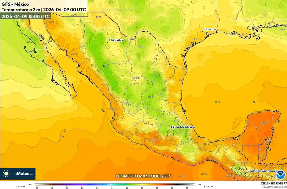 Pico de calor en el sureste de México, 19 de abril de 2026 (ICON)