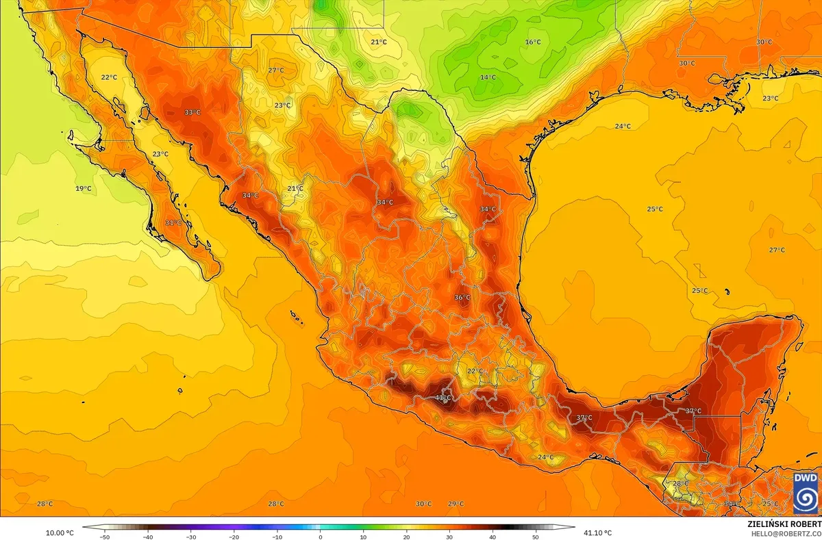 Máximo de calor vespertino en el centro de México, 18 de abril de 2026 (ICON)
