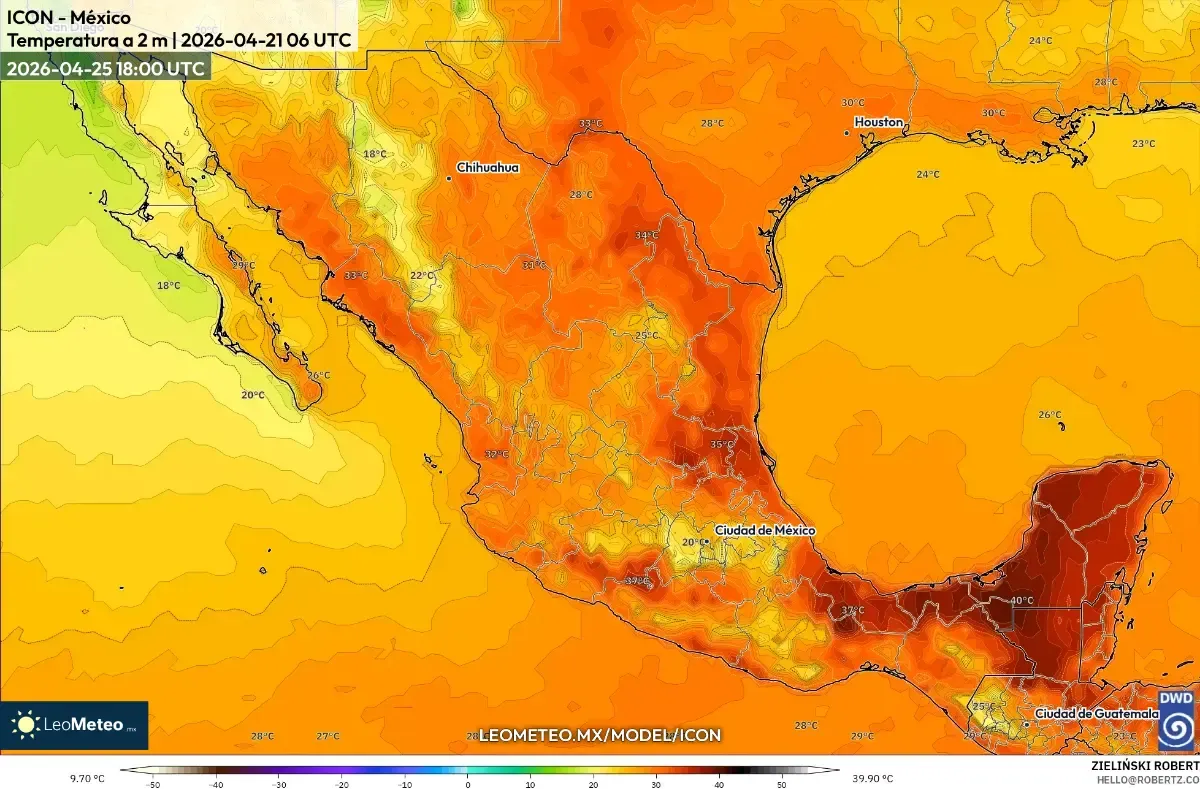 Calor máximo en el centro de México 25 de abril de 2026 (ICON)