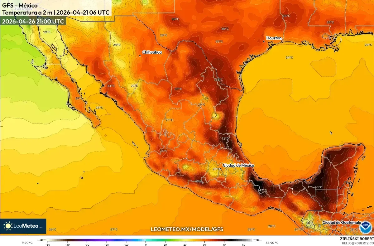 Calor extremo en su punto máximo en Yucatán el 26 de abril de 2026 (ICON)