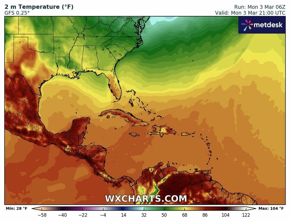 Mapa de Temperaturas Máximas en México Hoy - 3 de Marzo de 2025