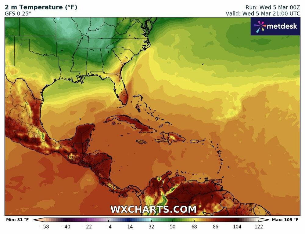 Mapa de Temperaturas Máximas en México – 5 de Marzo de 2025