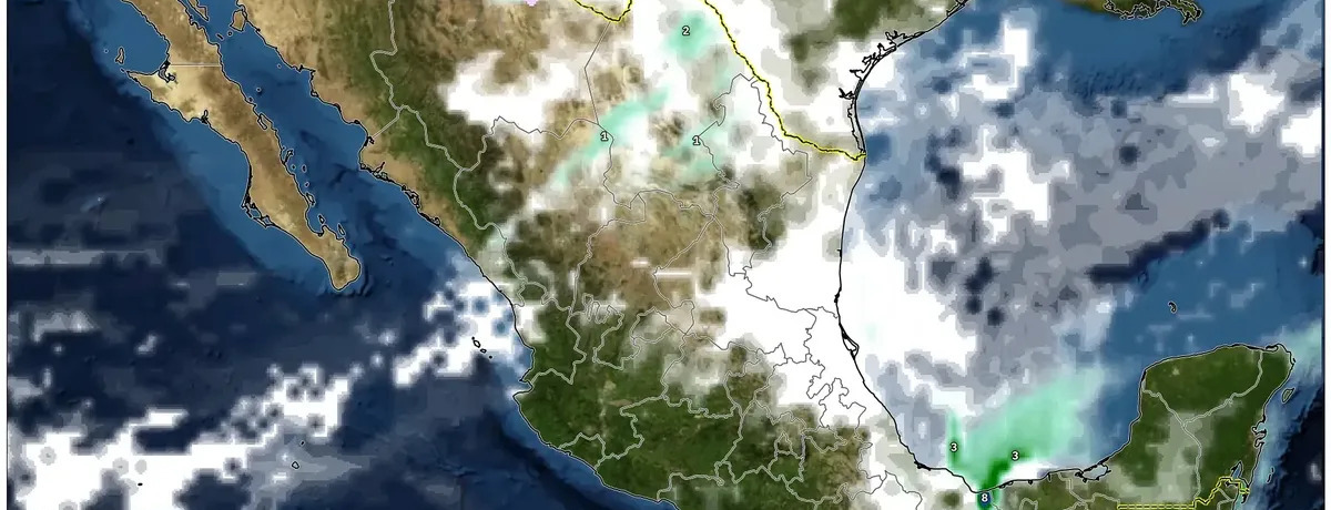 Patrón meteorológico dinámico para el 13 de enero de 2026 – Oeste cálido y despejado vs. Norte y Yucatán tormentosos