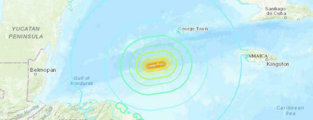 Terremoto en la costa de Honduras. Tuvo una magnitud de 7,6.